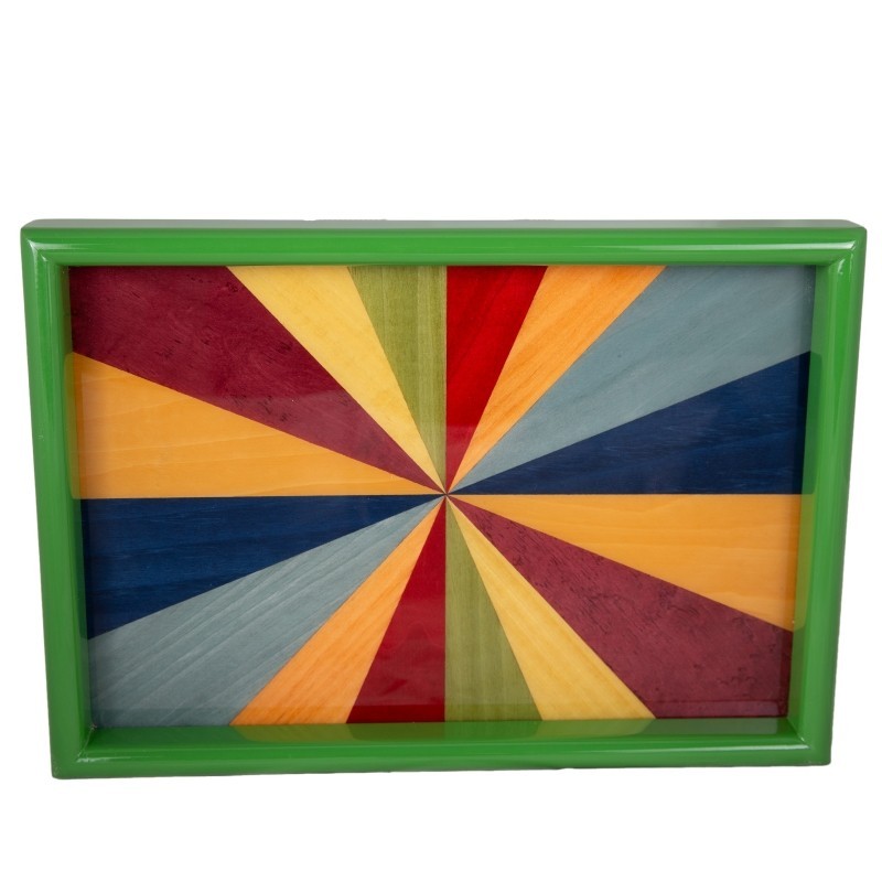 Inlaid Triangles Wood Tray