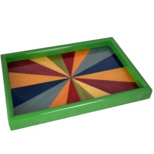 Inlaid Triangles Wood Tray