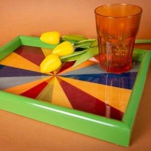 Inlaid Triangles Wood Tray