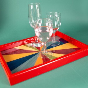 Inlaid Triangles Wood Tray