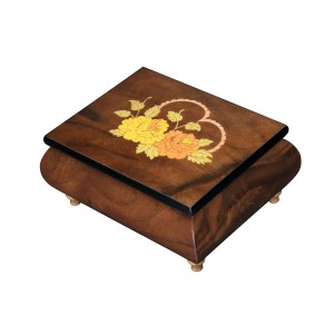 Inlaid Music Box 415 Heart with Flowers