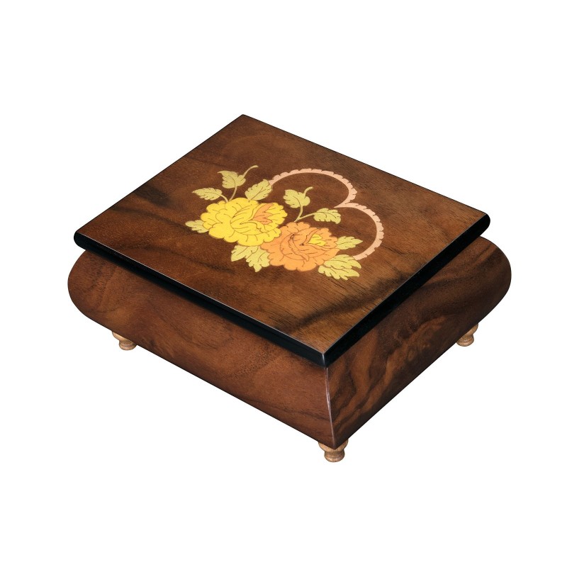 Inlaid Music Box 415 Heart with Flowers