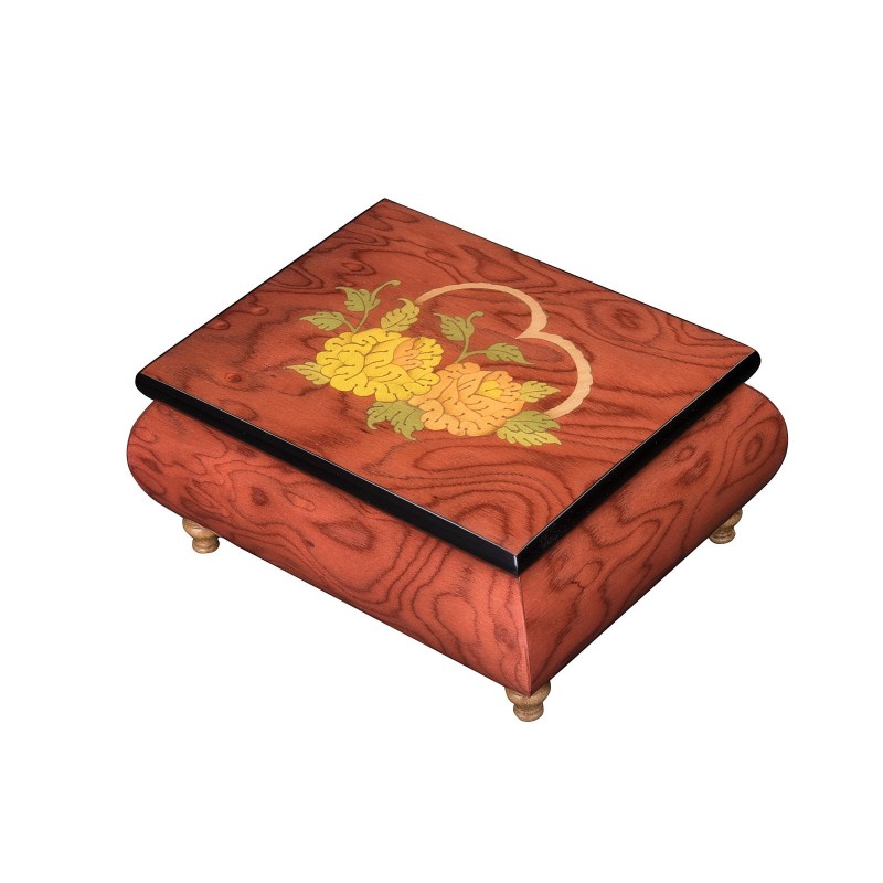 Inlaid Music Box 415 Heart with Flowers